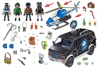 Playmobil Αστυνομικό Ελικόπτερο Και Ληστές Με Βαν 70575