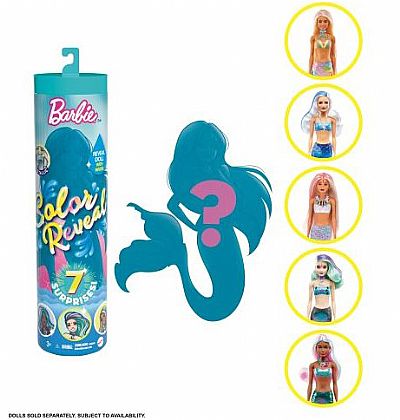 Mattel Barbie Color Reveal Wave 4 Γοργόνα Κούκλα Με 7 Εκπλήξεις Gtp43